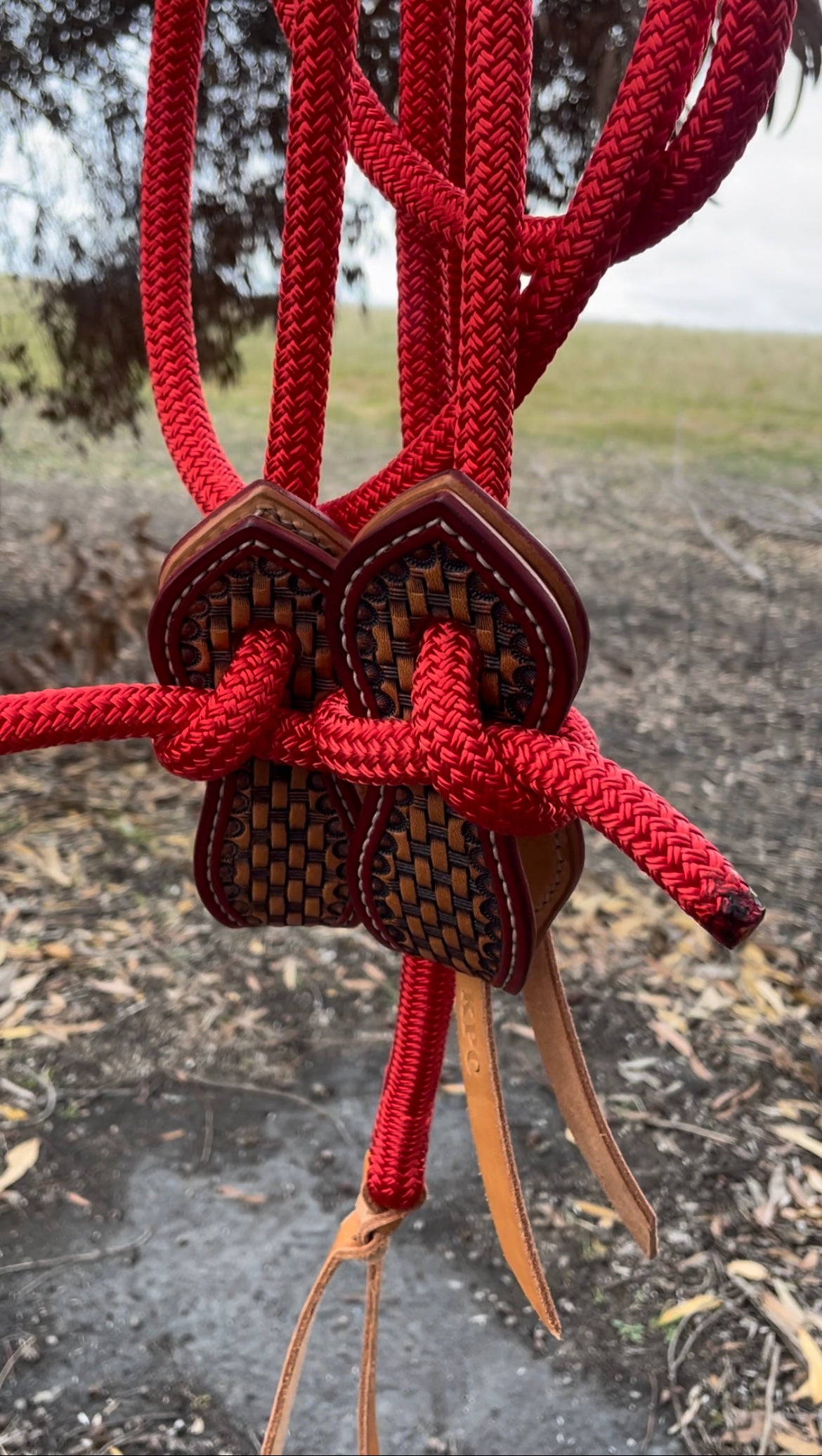 Red Split Reins With Slobber Straps (6.5ft)