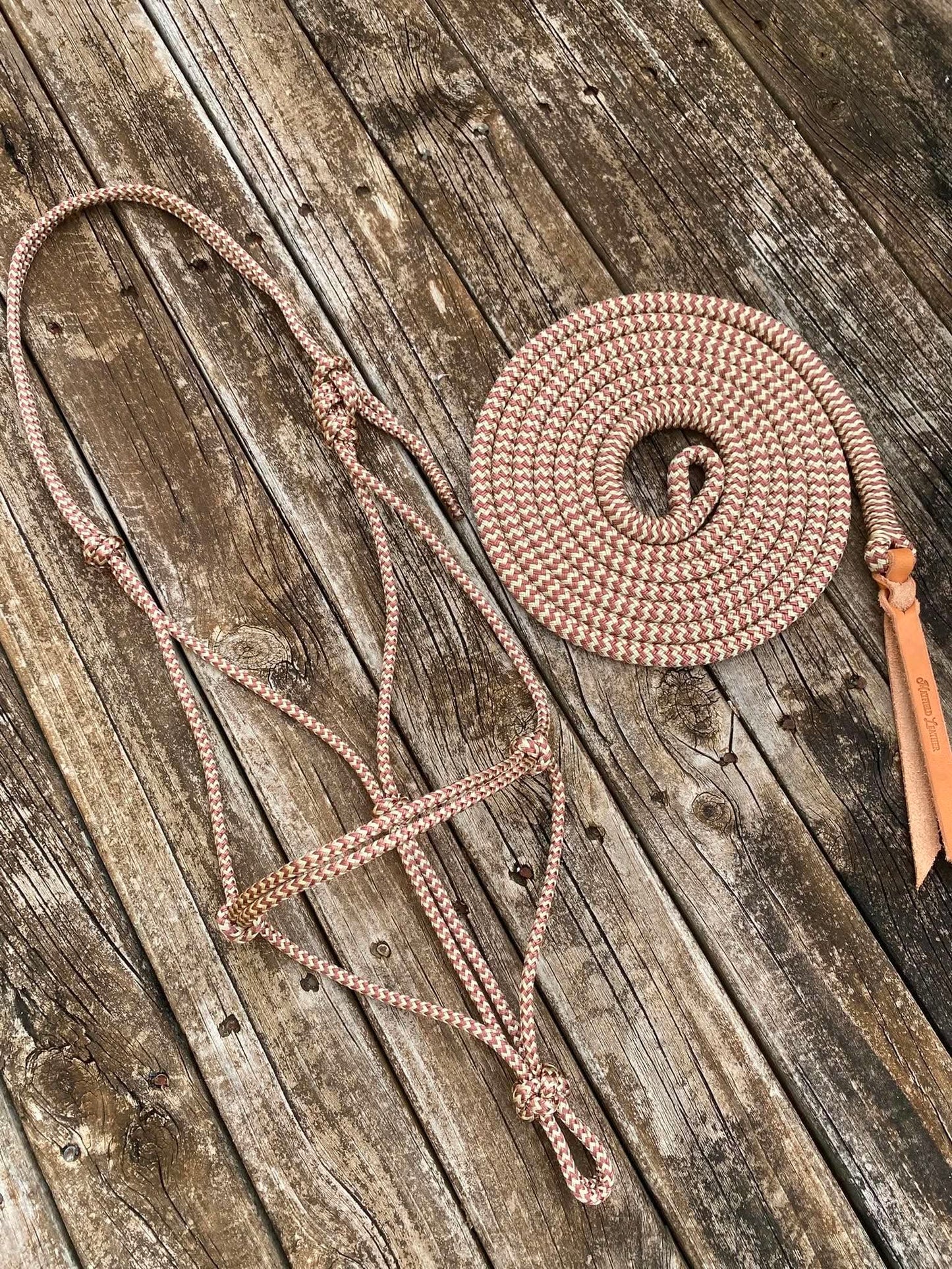 Brown & Beige Zig Zag Rope Halter & Lead Set