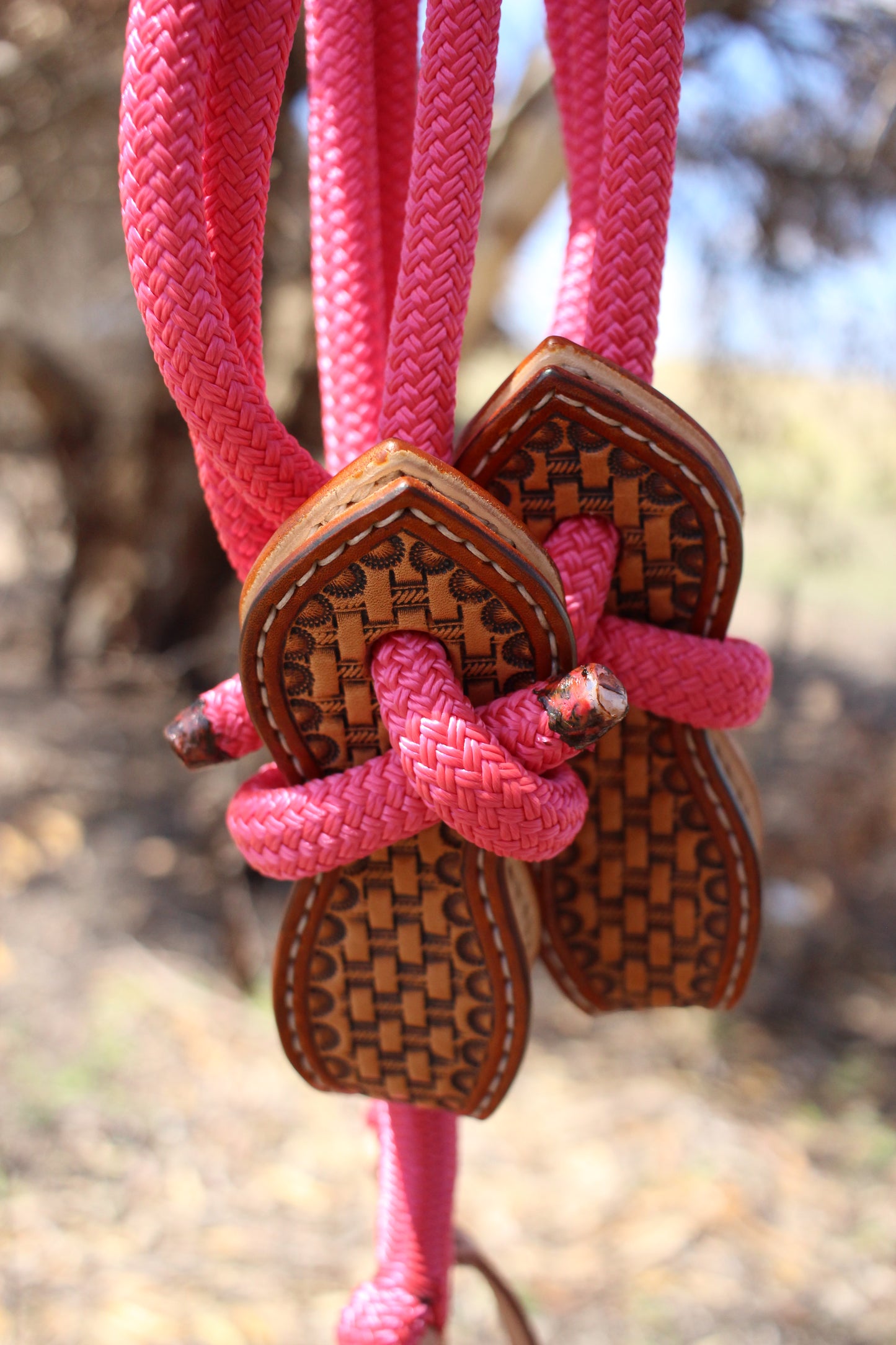 Pink Split Reins With Slobber Straps (5.5ft)