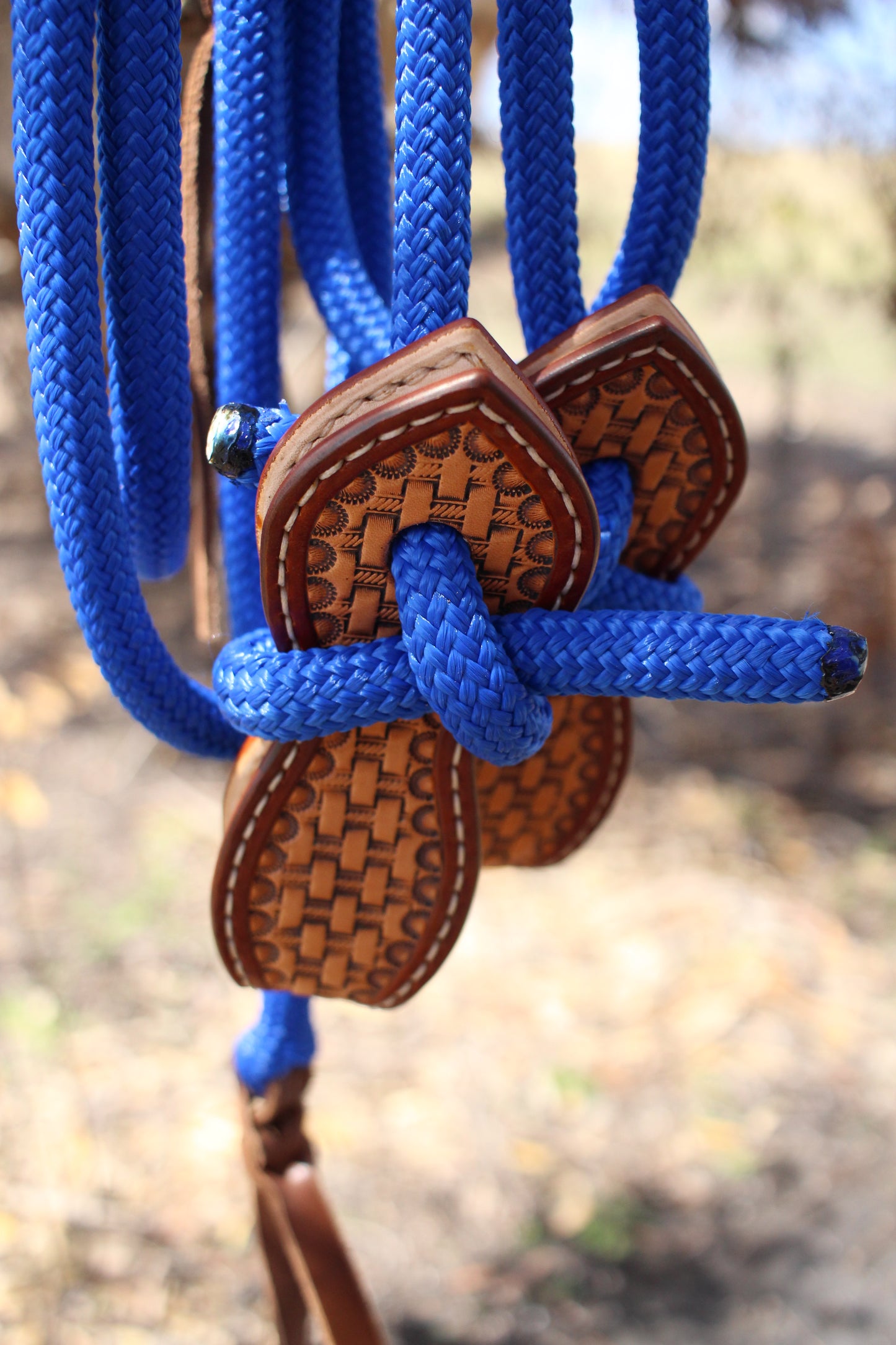 Blue Split Reins With Slobber Straps (6ft)