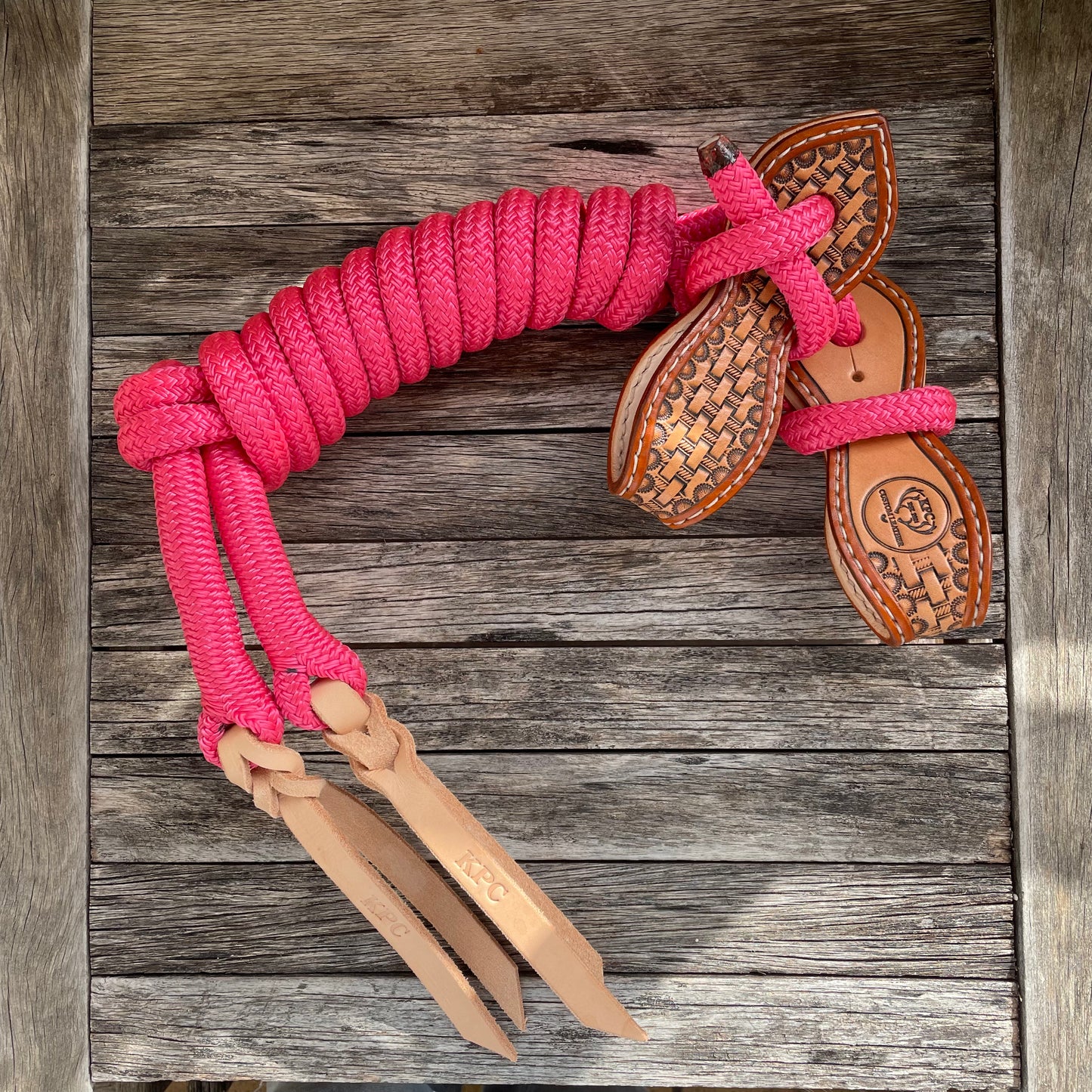 Pink Split Reins With Slobber Straps (5.5ft)