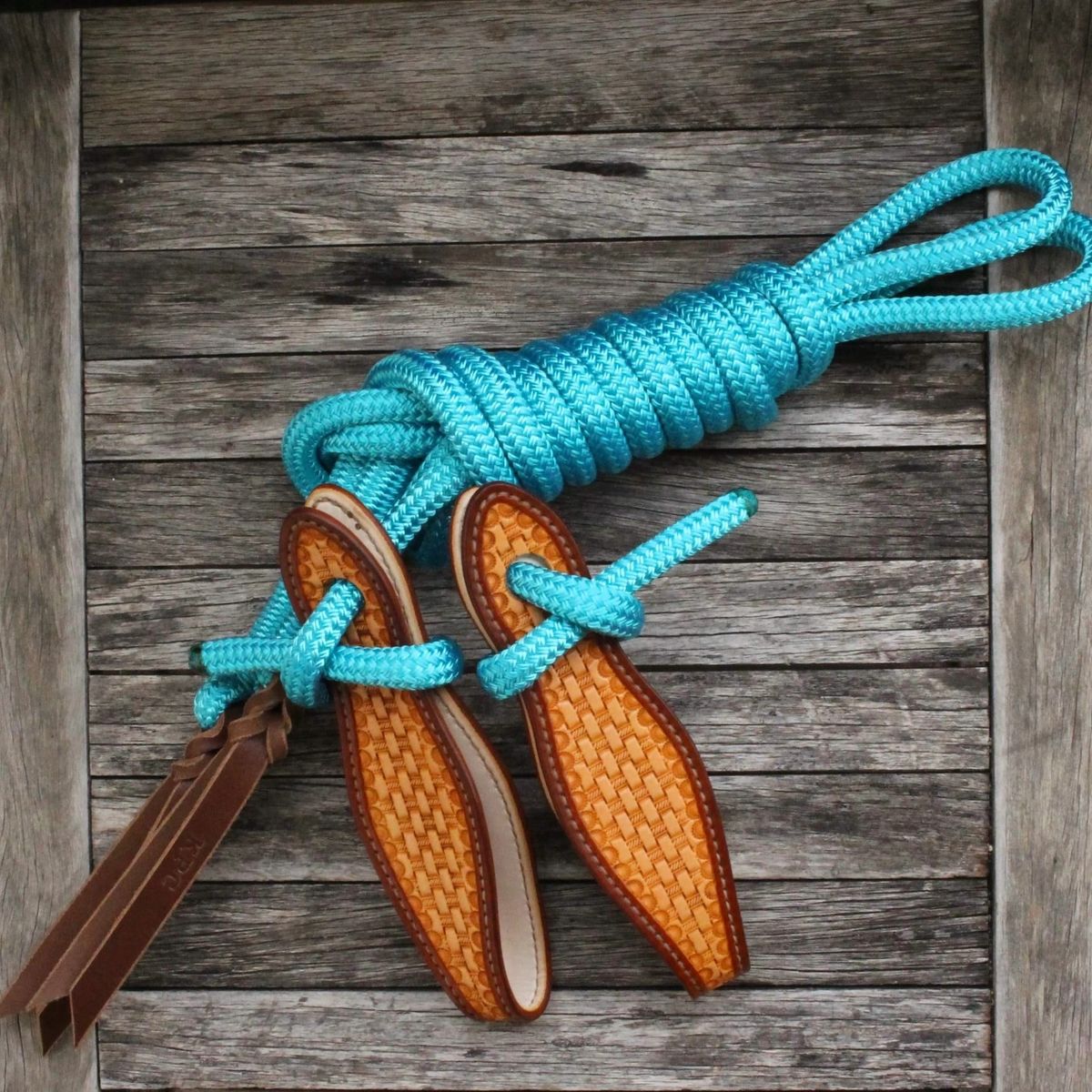 Aqua Split Reins with Slobber Straps (6.5ft)