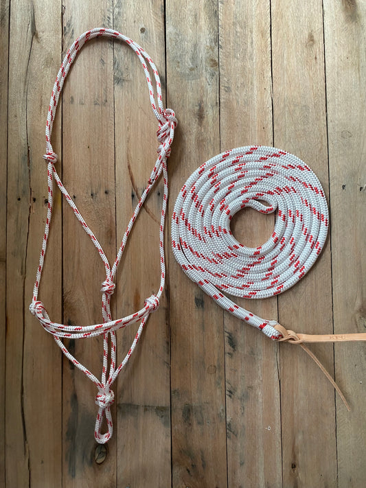 White/Red Rope Halter & Lead Set (Full)