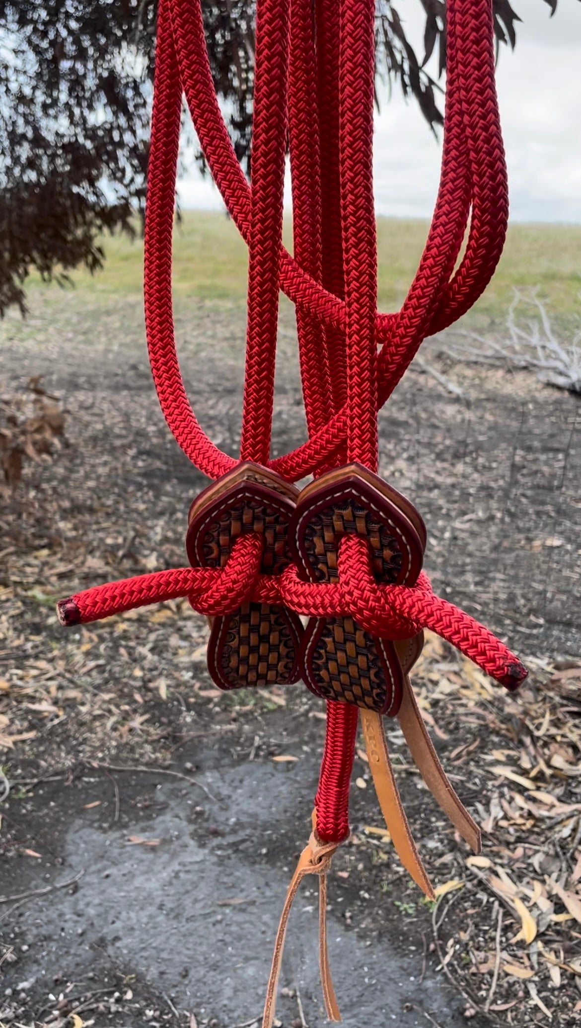 Red Split Reins With Slobber Straps (6.5ft)