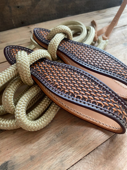 Beige Split Reins with Slobber Straps (6.5ft)