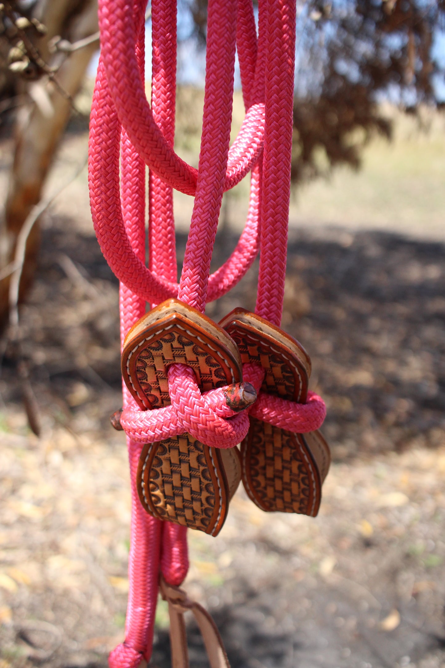 Pink Split Reins With Slobber Straps (5.5ft)
