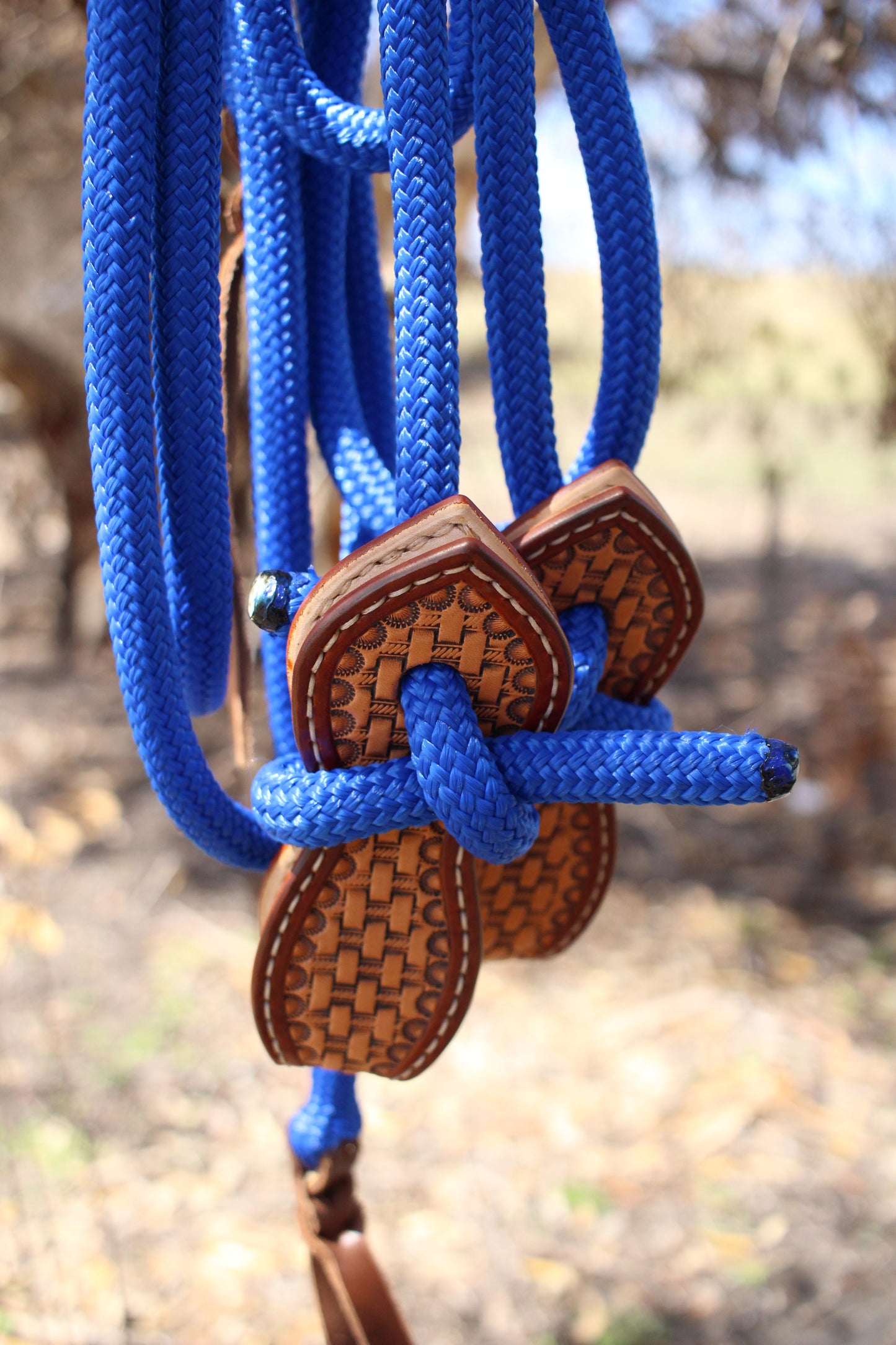 Blue Split Reins With Slobber Straps (6ft)