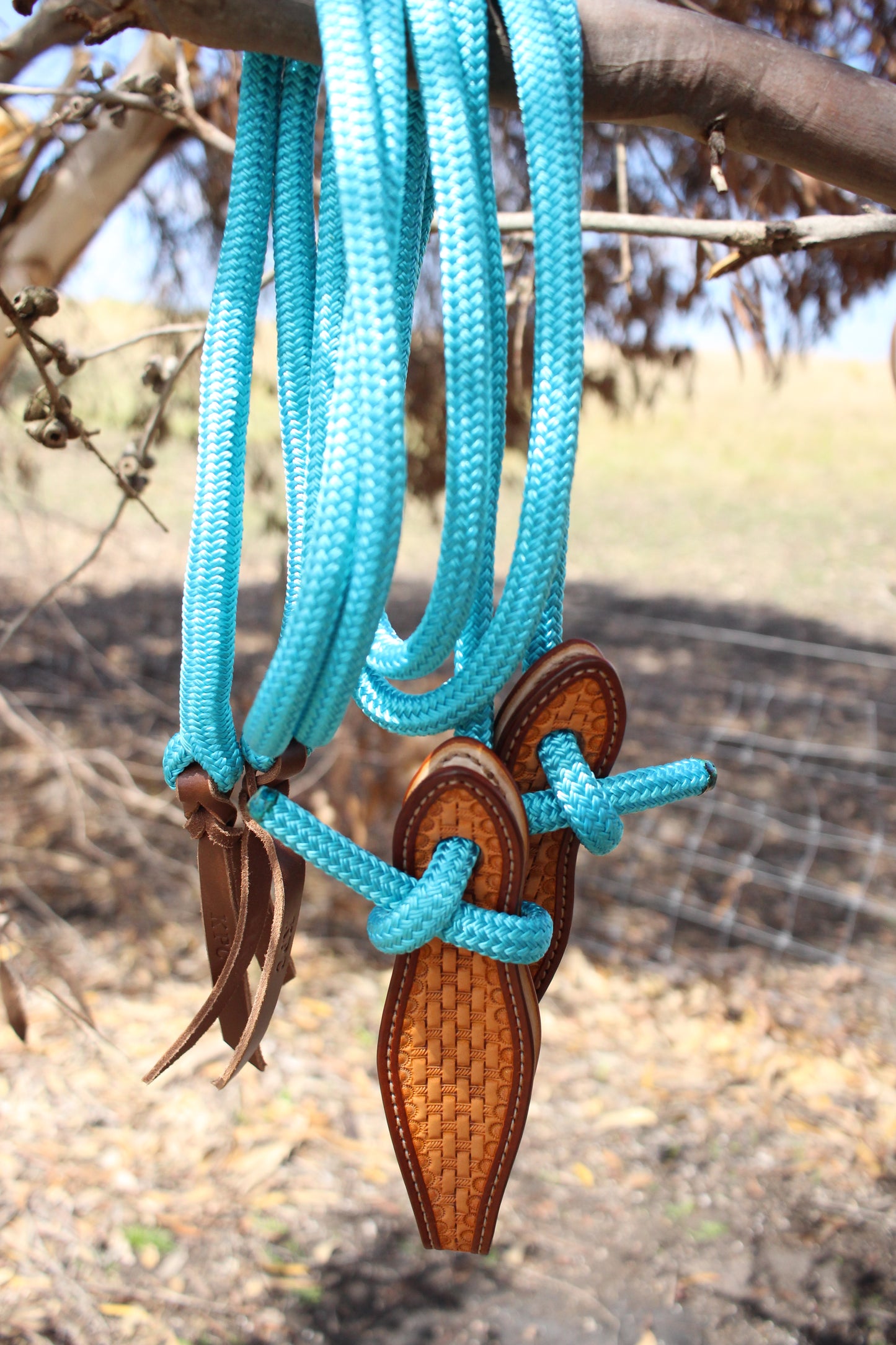 Aqua Split Reins with Slobber Straps (6.5ft)