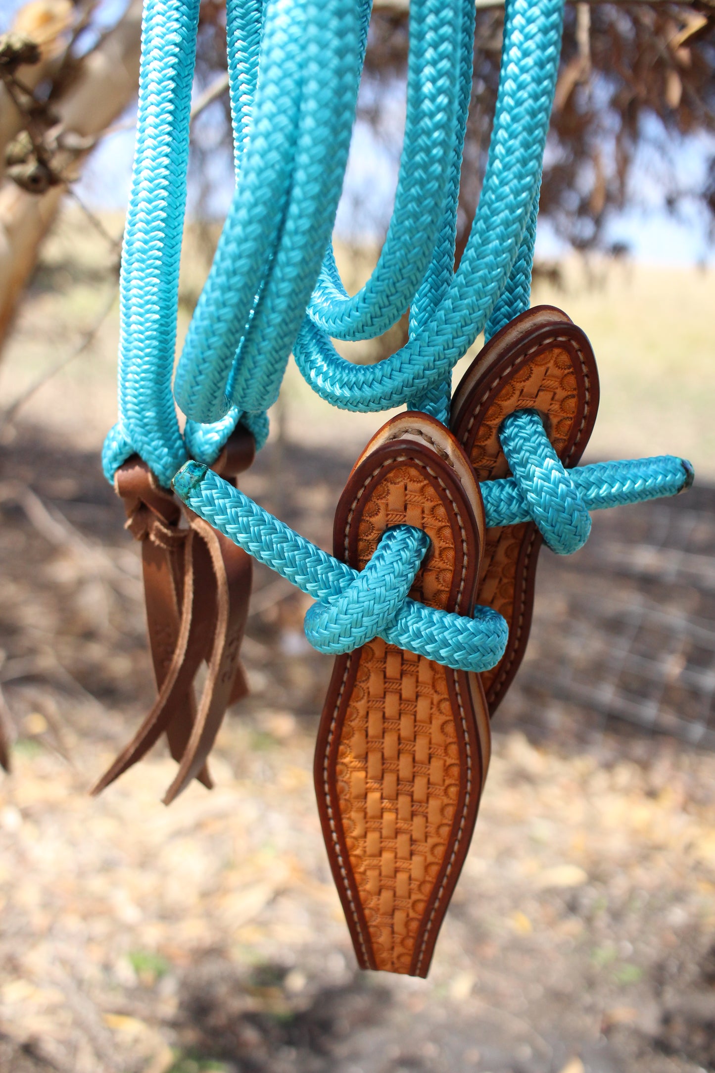 Aqua Split Reins with Slobber Straps (6.5ft)